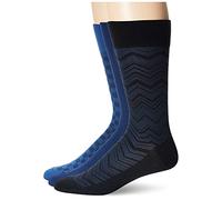 Perry Ellis Men's Portfolio Microfiber Luxury Socks, 3-Pack, Herringbone Check New Navy, One Size
