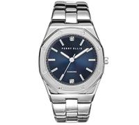 Perry Ellis Slim Diamond Men’s Watch - Octagon Gray Sunray Dial, Silver Alloy Band, Water-Resistant Analog, Silver, One size