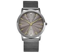 Perry Ellis Slim Diamond Men’s Watch - Round Blue Dial, Silver Alloy Mesh Band, Water-Resistant Analog, Gunmetal, One size