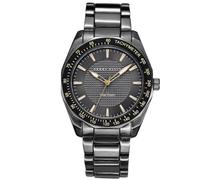 Perry Ellis Solar Men’s Watch - Round Gunmetal Dial and Alloy Band, Water-Resistant Analog