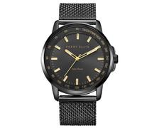 Perry Ellis Solar Powered Mens Watch | Steel Mesh Band | Water-Resistant Analog Wrist Watches for Men | 43mm Case | Aluminum Tachymeter Bezel | Elegant Gift for Man, Gun, One Size, Dress