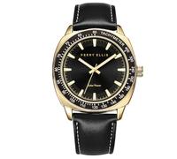 Perry Ellis Solar Powered Men's Watch - Vegan Leather Analog Wrist Watch for Men, Water-Resistant 43mm with Aluminum Tachymeter Bezel, Elegant Gift Choice