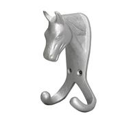 Perry Equestrian Horse Head Double Stable/Wall Hook - Silver