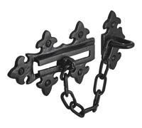Old Hill Ironworks 135mm x 85mm Antique Fleur de LYS Door Chain, Black, Including Fixings