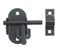 Perry Oval Pad Bolt 4In Black Gate Shed Door Lock 100mm Padlock Latch Heavy Duty