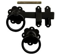 Perrys 125mm 5" No.1136 Plain Ring Handled Gate Latches Black