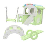 PERSELOSO 1 Set Colorful Hamster Maze Hideout with Ladder Guinea Pig Includes Swing Seesaw Arch Bridge and Villa for Pet Fun and Exercise