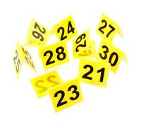 PERSELOSO 10 Pcs Acrylic Triangle Table Number Markers in Yellow, Practical and Convenient Evidence Signs for Crime Scene Decorations and Theme Party Table Signs