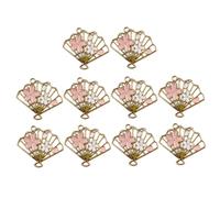 PERSELOSO 10 Pcs Delicate Hollow Fan Charms with Cherry Blossom Pattern for DIY Jewelry Making Lovely Fan Pendants for Bracelets Necklaces and Scrapbooking