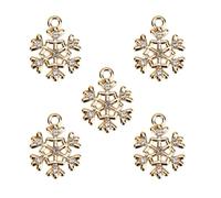PERSELOSO 10 Pcs Golden Alloy Snowflake Charms for Bracelet Making and Keychain DIY Accessories, Festive Christmas Handmade Handcrafts Highlight Appearance with Delicate Fashion Design