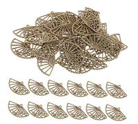 PERSELOSO 100Pcs Antique Fan Charms for Hairpins DIY Crafts Accessories Durable Alloy Hair Stick Charms for Easy Stringing Unique Retro Jewelry Making
