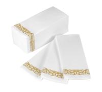 PERSELOSO 100pcs Gold Foil Disposable Paper Napkins Thick Folded Soft Guest Towels for Wedding Party Birthday Banquet Kitchen Restaurant Use