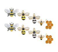 PERSELOSO 10pcs Alloy Bee Honeycomb Charm for Jewelry Making Craft Projects