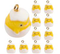 PERSELOSO 10pcs Easter Pendant Charms Flocking Resin Chick Eggshell Design, Smooth to Touch and Sturdy DIY Accessories for Anklets and Keychains, Easter Craft Material