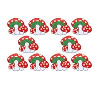 PERSELOSO 10pcs Embroidered Mushroom Applique Patches for DIY Clothes Decorating, Red Polyester Cloth with Adorable Patterns, Easy to Use Sew on Embroidery Patches for Jackets and Bags