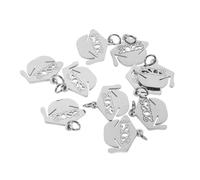 PERSELOSO 10pcs Graduation Cap Charms Stainless Steel Graduate Jewelry Pendants for DIY Keychains Symbol of Success Keepsake for Graduation Craft Supplies Silver