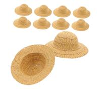 PERSELOSO 10Pcs Mini Hand-Woven Straw Top Hats 10Cm for DIY Crafts Dollhouse Accessories Tiny Cowboy Caps Miniature Ornament Decorations