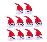 PERSELOSO 10pcs Mini Santa Hats- Christmas Lollipop Hat For Crafts- Mini Santa Claus Wine Bottles Cover For Christmas Silverware Holders Table Dinner Decorations Red