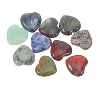 PERSELOSO 10pcs Natural Heart Shaped Crystal Stone - 0.8'' Worry Stone - Heart Palm Pocket Carved Love - Mini Gemstone Decor for Witchcraft Meditation