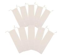 PERSELOSO 10pcs Reusable Cotton Linen Drawstring Bags for Straw and Cutlery Storage, Portable Utensil Holders with Simple Design, for Camping and School Use