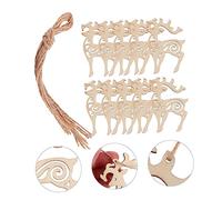 PERSELOSO 10pcs Wooden Hollow Reindeer Pendants Christmas Tree Decorations Lightweight DIY Craft Supplies for Holiday Tags Toppers and Scrapbooking