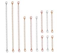 PERSELOSO 12 Pcs Alloy Necklace Extenders with Mixed Lengths for DIY Jewelry Making Bracelet and Chain Extender in Gold Silver Rose Gold Suitable for Pendant Ornaments and Craft Projects