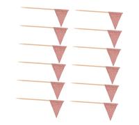 PERSELOSO 12pcs Cake Decoration Sign Food Flags Bread Picks Flag Fruits Picks Fruits Tasting Sticks Dessert Decor Wood Rose Gold