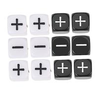 PERSELOSO 12Pcs Dice Black White Sided Minus Plus Sign Dice for Party Games Easy to Read Counting Fun Accessories for Adults