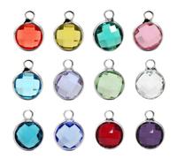 PERSELOSO 12pcs Mixed Birthstone Rhinestone Pendants Silver-edged DIY Jewelry Making Unique Pendant for Necklace Bracelet Dangle Craft Random Color