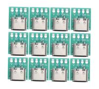 PERSELOSO 12pcs USB C Type Female Socket Board Connector with Pcb Adapter for Fast Stable Data Transmission USB C DIY Cable Assembly Compatible with Multiple Devices