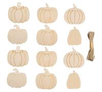 PERSELOSO 12pcs Wooden Pumpkin Door Hanging Decor Lightweight Eco Friendly Autumn Wall Signs for Thanksgiving Reusable Rustic Wooden Plates with Hollow Carved Design for Seasonal Home