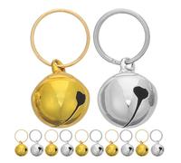 PERSELOSO 16pcs Pet Collar Bell with Key Ring - Mini Bell Pendant for Small Dog and Cat Collar - Anti-Lost Pet Training Tracking Accessories Golden/Silver