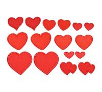 PERSELOSO 16pcs Red Heart Embroidered Patches Iron on Decorative Clothes Appliques Polyester Material for DIY Craft Works and Manual Repair