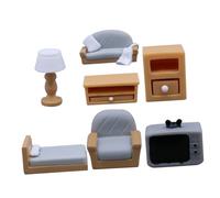 PERSELOSO 1set Miniature Dollhouse Furniture Realistic Living Room Decor Tv Cabinet Bedside Table Sofa and Lamp for Dollhouse Scene Layouts and Giving