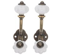 PERSELOSO 2 Pcs Retro Wall Hooks Zinc Alloy Coat Hook with Strong Bearing Capacity Rust Resistant Vintage Style Golden Double Headed for Cabinet Bathroom