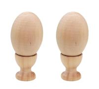 PERSELOSO 2 Sets Wooden Blank Easter Eggs DIY Painting Kit, Safe for Craft-Making Sessions at Home, Realistic Looking Khaki Eggs with Stands for Special Occasions and Easter
