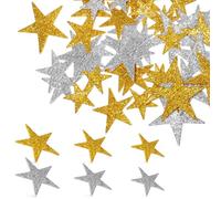 PERSELOSO 200 Pcs Christmas Foam Star Stickers Glitter Shiny Star Wall Decals Mixed Sizes Gold Silver for DIY Crafts and Holiday Decorations