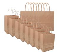 PERSELOSO 20pcs Kraft Paper Tote Bags Brown Paper Bags Handles Party Supplies Small Storage Cardboard Material Design