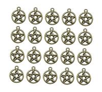 PERSELOSO 20pcs Round Alloy Hollow Out Star Charms for DIY Jewelry Making for Necklaces Bracelets Keychains More Bronze Unique Crafting Accessories