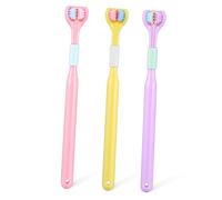 PERSELOSO 20pcs Three Sided Toothbrush Adaptive Soft Bristle Brush for All Around Cleaning Durable Design for Sensitive Gums for Travel and Daily Oral Care Yellow Pink and Purple