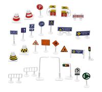 PERSELOSO 28pcs Traffic Sign for Boy Girl Educational Road Signs Playset Traffic Signals for Learning Role Play Props for Boys Girls