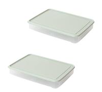 PERSELOSO 2pcs 24-compartment Green Stackable Egg Storage Box Lid for Refrigerator Kitchen Food Freshness Preservation