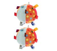 PERSELOSO 2pcs Baby Plush Bell Activity Balls for Infants Soft Sensory Learning Toy Colorful Ribbon Tags Montessori Comforter for Car and Crib Early Educational Cloth Ball