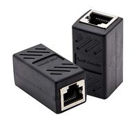 PERSELOSO 2pcs Black Rj45 Coupler Ethernet Cable Inline Shielded Network Lan Connector Adapter for Cat5/cat6 Cable Extension, Female to Female Converter Suitable for Home and Office