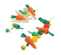 PERSELOSO 2pcs Carrot String Toy for Guinea Pig and Rabbit Teeth Grinding Toy Hamster Chew Bunny Rope for Teething and Biting Play in Cage