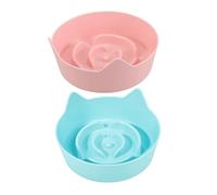 PERSELOSO 2pcs Cat Ear Slow Feeder Bowl Non Slip Feeding Dish for Cats Fun Candy Colored Design Prevents Choking Promotes Healthy Eating Habits for Kittens at Home