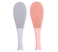 PERSELOSO 2pcs Cat Slicker Brush and Fish-shaped Massage Comb, Plastic Bristle Hair Remover for Shedding, Blue Pink Grooming Tools for Long-haired Cats, Indoor Pet Care