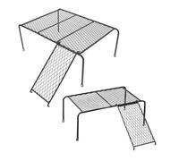 PERSELOSO 2pcs Chicken Feeding Platform with Ladder for Small Animals, Iron Material, Black Colour, Suitable for Cage Use, Features Climbing and Playing Functions
