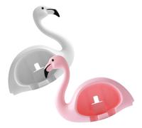 PERSELOSO 2pcs Flamingo Toothbrush Wall Mount Holder Set, No-drill Bathroom Storage Rack for Toothpaste and Electric Toothbrush, Pink White Wall Organizer for Family Use