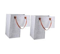 PERSELOSO 2pcs Folding Stair Organizer Basket Large Capacity Household Storage Container for Clothes Grey Felt Laundry Basket with Ergonomic Handle for Home Tidy Up